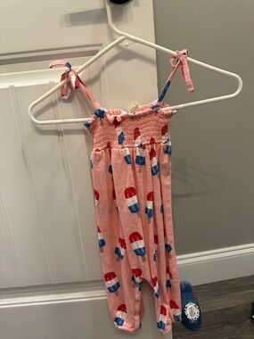 Boutique Pink Popsicle Print Tie-Shoulder Romper